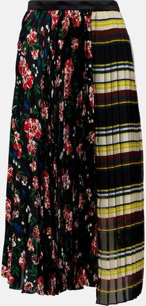 sacai Printed pliss&eacute; midi skirt