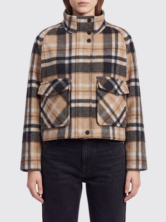 Pinko Single-Breasted Tartan Wool Bomber Jacket with Funnel Neck