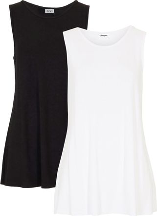 Bonprix Shirttop BONPRIX, Damen, Gr. 56/58 (XXXL), wei&szlig;, schwarz, Jersey, Obermaterial: 95% Viskose, 5% Elasthan, mehrfarbig, unifarben, A-Linie Po-bedeckend,