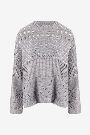 Twinset Weiter Lochstrickpullover mit Rundhals