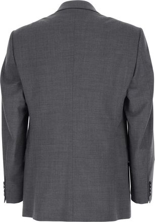 Emporio Armani Mens Double-Breasted Jacket Grey Wool Virgin Blazers