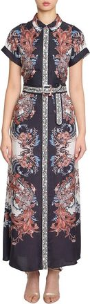 Marchesa Belted Twill Shirt Dress