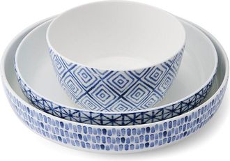 Mikasa Dillon 9Pc Bone China Dinnerware Bowl Set, Service For 3
