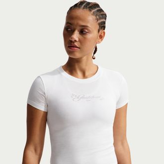 Nike Womens Nike Sportswear Chill Knit Slim Cropped T-Shirt in White | IQ1252-100