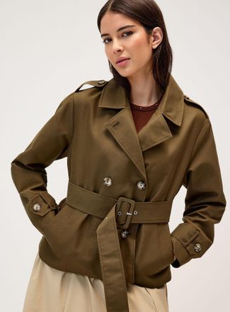 Twik Womens Eyelet belt short trench coat