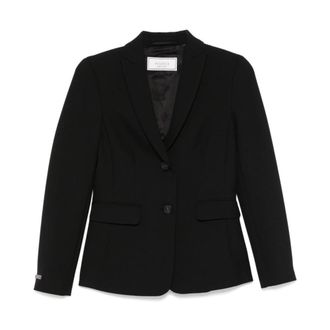 PESERICO Stijlvolle Jas in Trendy Design - Dames - Blazers - Zwart - L - Wol - Jassen