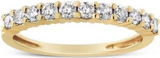 House of Brilliance 14K Yellow Gold Plated Silver 1/2 Ctw Shared Prong Set Diamond 11 Stone Band Ring in Yellow Gold Over Silver at Nordstrom, Size 6