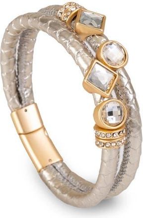 Saachi Glam Accent Faux Leather Bracelet in Silver at Nordstrom Rack