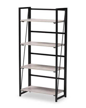 Baxton Studio Lakota Modern Industrial Wood 4-Tier Display Shelf