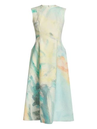 Erdem paint-print midi dress - Blue