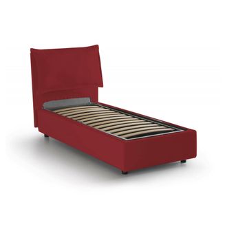 Talamo Italia Talamo Italia - Cama Individual Vanessa, Cama Contenedor Con Revestimiento De Tela, 100% Made In Italy, Apertura Frontal, Adecuado Para Colch&oacute;n 80x190