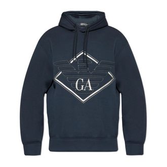 Emporio Armani Hoodies, male, Blue, Size: 2XL Sweatshirt with embroidered logo