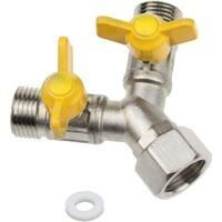 OEM V&aacute;lvula Desviadora En Forma De Y De Lat&oacute;n De 1/2, Colector De V&aacute;lvulas En Y De 3 V&iacute;as Con V&aacute;lvulas De Cierre, Conexi&oacute;n De Agua Para - Crezuo