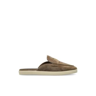 Tory Burch Ballet Sport Mule - Dames - Slip ons - Bruin - 40 1/2 EU - Su&egrave;de - Schoenen