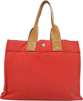 Burberry Red Canvas Tote Bag (Pre-Owned)