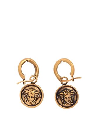 Versace Golden Medusa Logo Drop Earrings