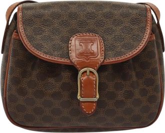 Celine Macadam Brown Canvas Shoulder Bag (Pre-Owned)