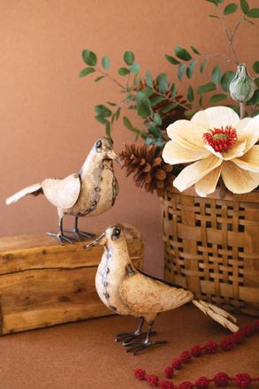 Kalalou Set of 2 Recycled Metal Pigeons