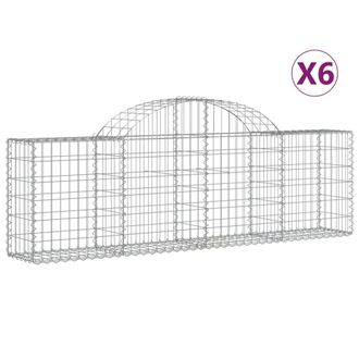 Berkfield Home Arched Gabion Baskets 6 pcs 200x30x60/80 cm Galvanised Iron in Silver