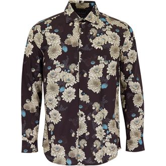 Lords of Harlech Nigel Button-Up Shirt in Serious Floral Black at Nordstrom, Size Xx-Large
