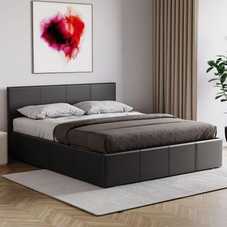 Home Discount Vida Designs Lisbon King Size Ottoman Leather Bed Frame UKFR Fabric in Black