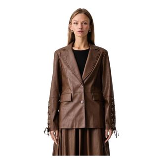 Fracomina Single-breasted blazer - Dames - Jassen - Bruin - Maat: L Zijde