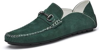 Generic Menss Driving Moccasins Genuine Leather Penny Loafers Slip on Casual Shoes Non Slip Lightweight Office Shoes (6.5,Green)