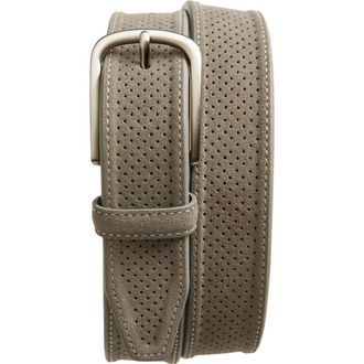 Johnston & Murphy Perforated Suede Belt in Gray Suede Leather at Nordstrom, Size 32