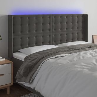 vidaXL Cabecero Con Led De Terciopelo Gris Oscuro 203x16x118/128 Cm Vidaxl