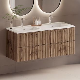 Petits Meubles Mueble lavabo doble encastrado 120cm paneles de melamina y mdf madera