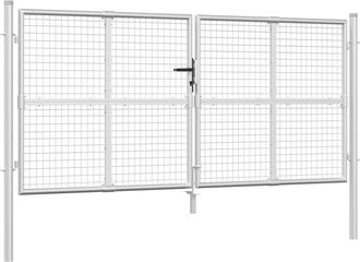 vidaXL Vidaxl - Puerta De Jard&iacute;n De Malla De Acero Galvanizado, Color Plata, 300 X 125 Cm