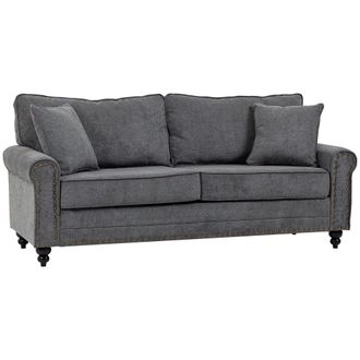 HOMCOM Fabric Sofa 2 Seater Sofa for Living Room Loveseat w/ Throw Pillow Grey | TJ Hughes