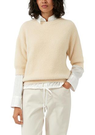 s.Oliver Strickpullover S.OLIVER, Damen, Gr. 34, light beige, Obermaterial: 50% Polyamid, 30% Baumwolle, 20% Polyacryl, Strukturmuster, unifarben, regular fit 