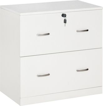 OEM Cajonera De Oficina Con 2 Cajones Para Carpetas Colgantes Con Cerradura Y 2 Llaves 77x42x72 Cm Blanco