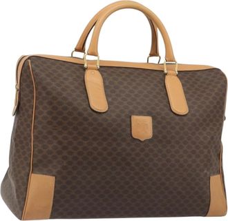 Celine Boston C Macadam Canvas Brown Canvas Handbag (Pre-Owned)
