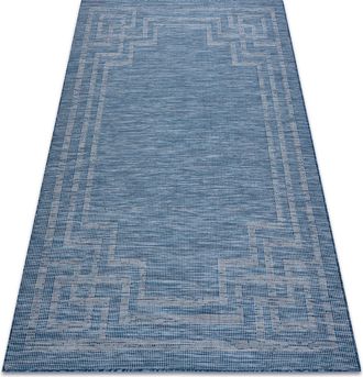 RugsX Rugsx - Alfombra Sisal Patio 3071 Griego Tejido Plano Azul Oscuro / Beige Blue 136x190 Cm
