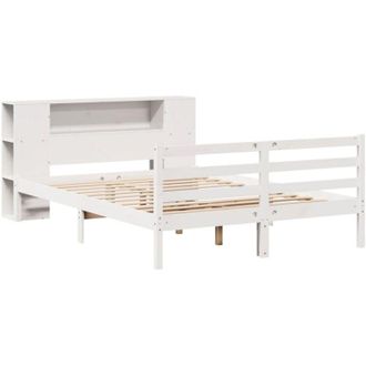 vidaXL Bookcase Bed without Mattress White 135x190 cm Double Solid Wood Pine Vidaxl
