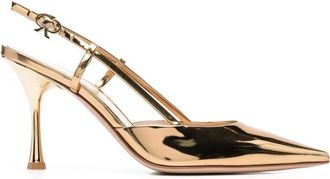 Gianvito Rossi Golden Leather Slingback Pumps