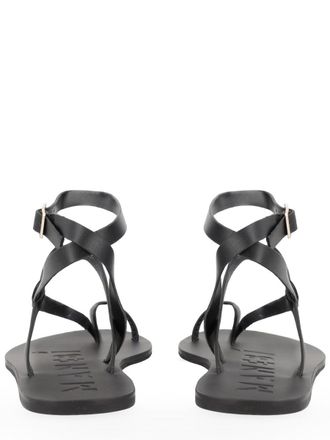 Maneb&igrave; Raffia and Leather Sandals - Black