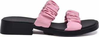 Camper Dana Pink Ruched Strap Rubber Mule Sandals