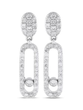 Luxury Bazaar 14kt witgouden oorbellen met diamond - Zilver