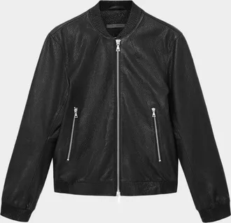John Varvatos Mens Xavier Leather Bomber Jacket