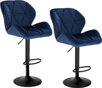 Woltu 2 pcs bar stools High chairs Breakfast Dining stools for Kitchen Counter Blue