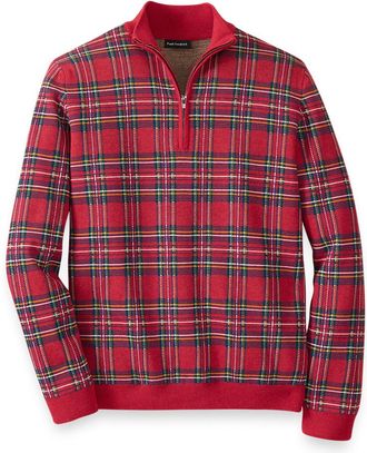 Paul Fredrick Cotton Quarter Zip Mock Neck Sweater