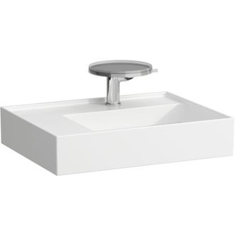 Laufen Lavabo Kartell 600 X 460 Mm, Balda A La Izquierda Sin Rebosadero, Versi&oacute;n Con 3 Orificios Para Grifer&iacute;a Negro Laufen