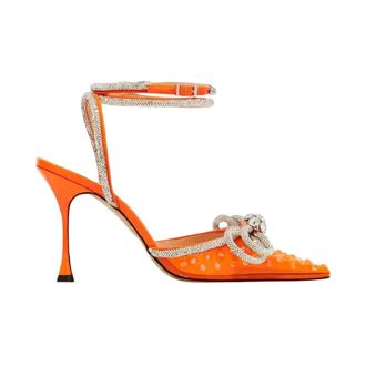 Mach & Mach Pumps, female, Orange, Size: 7 1/2 US Double Crystal Bow Pumps