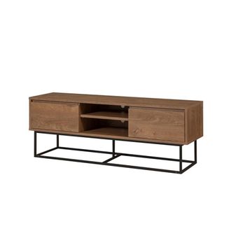 Calicosy Mueble TV 2 nichos y 2 cajones decoraci&oacute;n nogal L140 cm