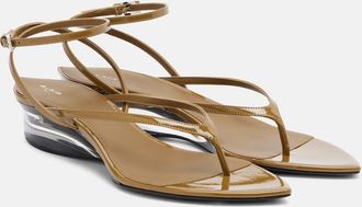 Alaia Ala&iuml;a Invisible patent leather wedge thong sandals