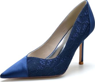 Minitoo Comfortable Womens Wedding Shoes High Heel Evening Prom Pumps BR006 Navy Blue UK 5.5