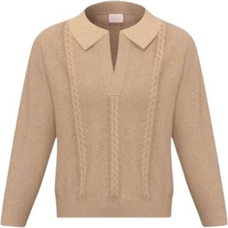 Marella V-hals Gebreide Kleding - Dames - Truien - Beige - Maat: L
